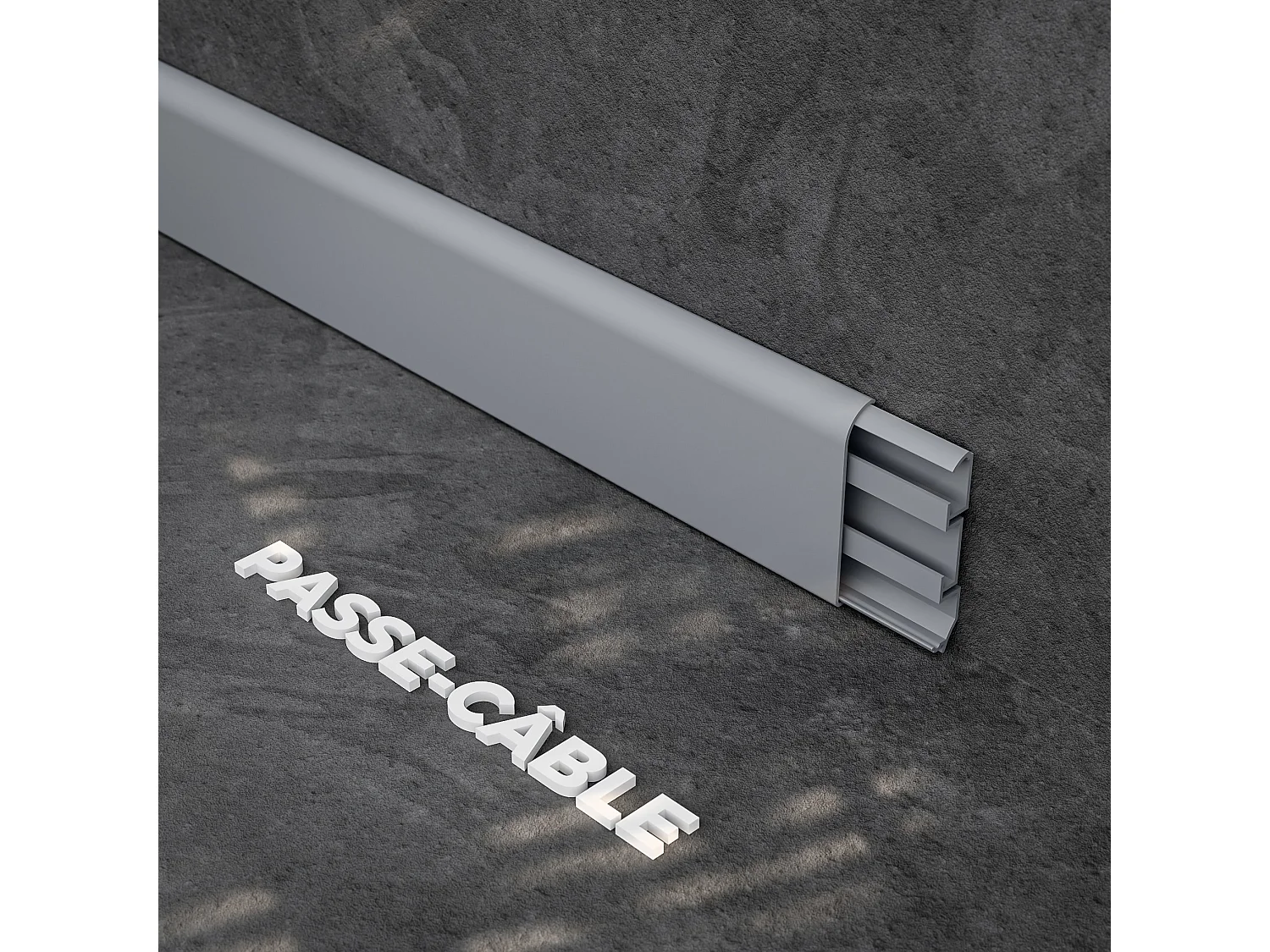 Plinthe Passe-Câble PVC 80 mm - Gris - 2.60 m, Lot de 5