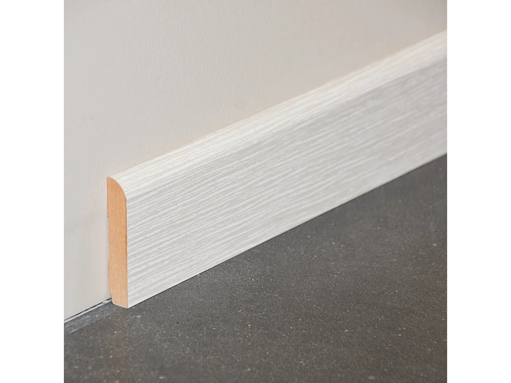 Plinthe MDF 2 m - Pin blanc - Lot de 5 - 80 x 14 mm