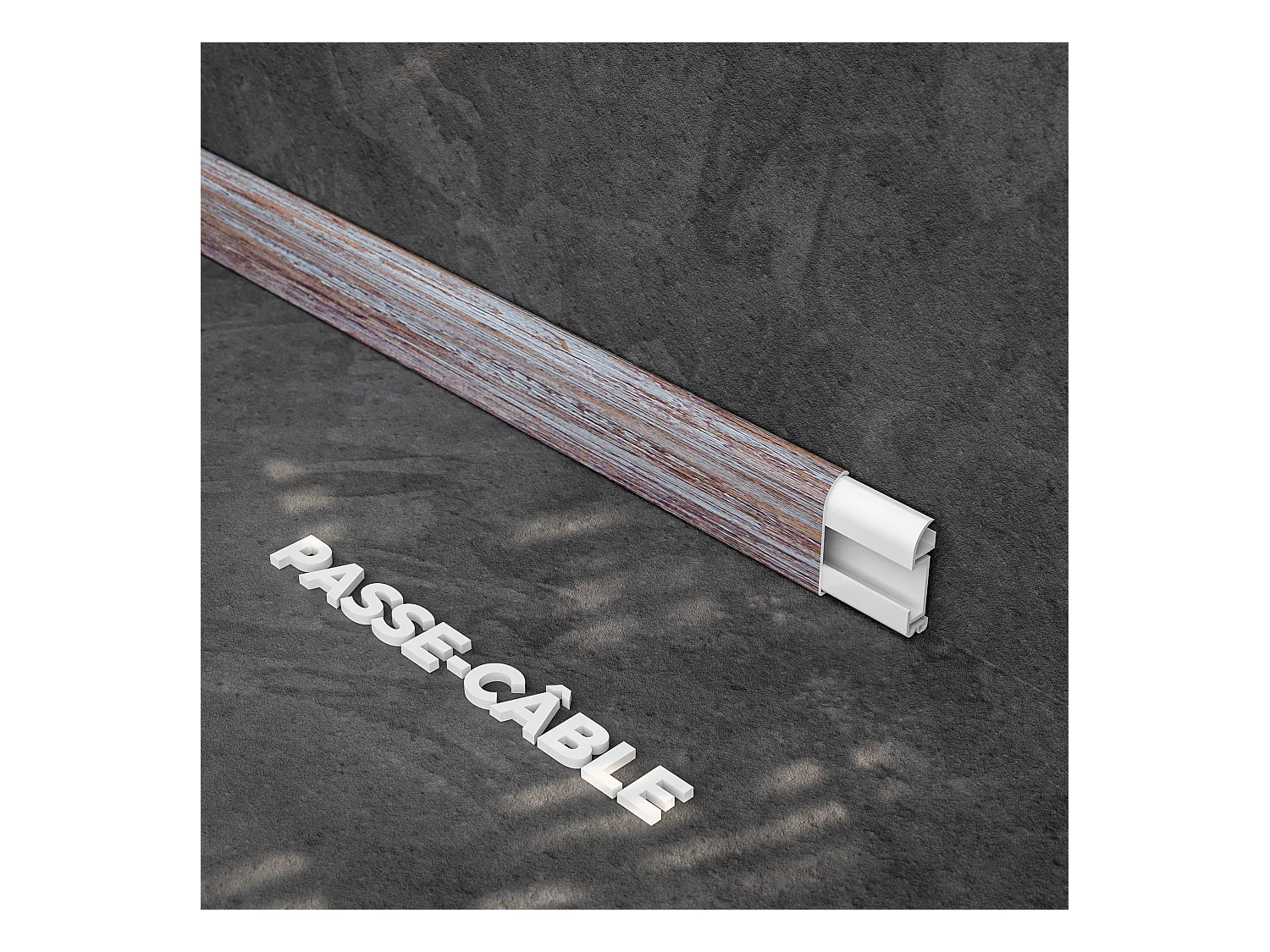 Plinthe Passe-Câble PVC 50 mm - Planche Vieillie - 2.60 m, Lot de 5