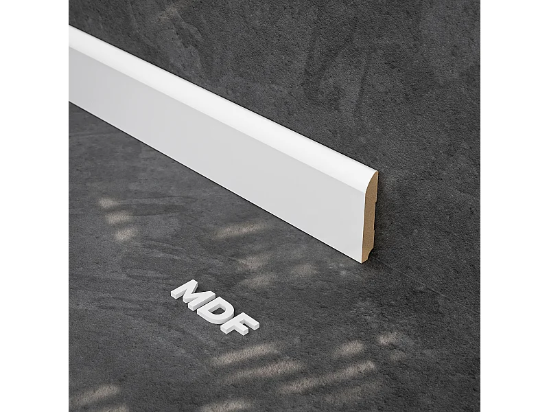 Plinthe MDF 2 m - Blanc - Lot de 5 - 80 x 14 mm