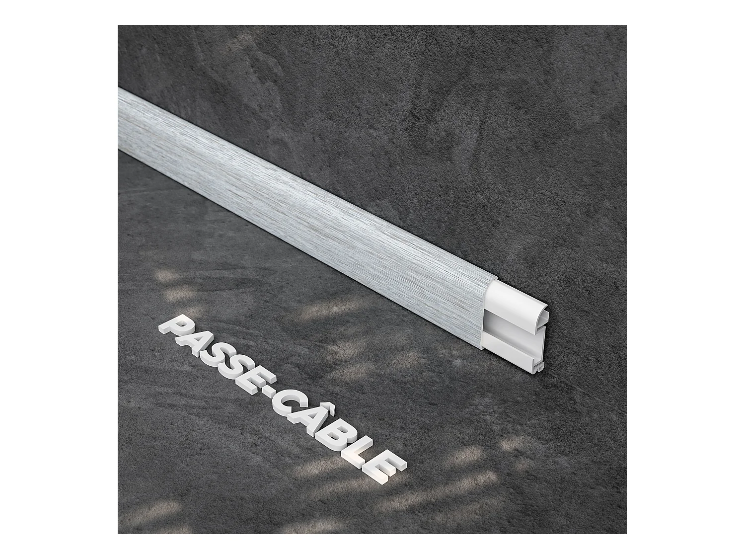 Plinthe Passe-Câble PVC 50 mm - Chêne de Wallonie - 2.60 m, Lot de 5