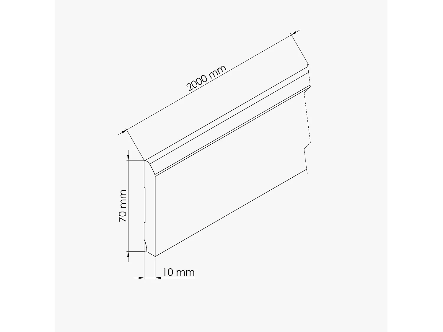 Plinthe MDF 2 m - Chêne Naturel - Lot de 5 - 70 x 10 mm