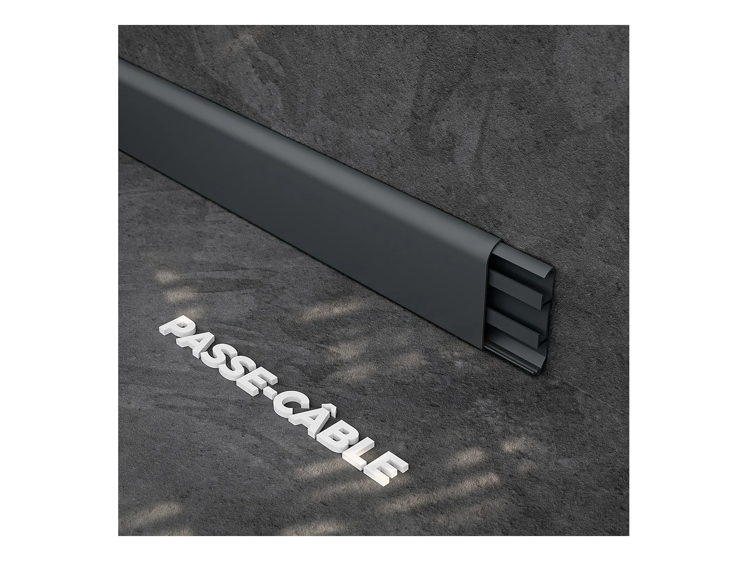 Plinthe Passe-Câble PVC 80 mm - Anthracite - 2.60 m, Lot de 5