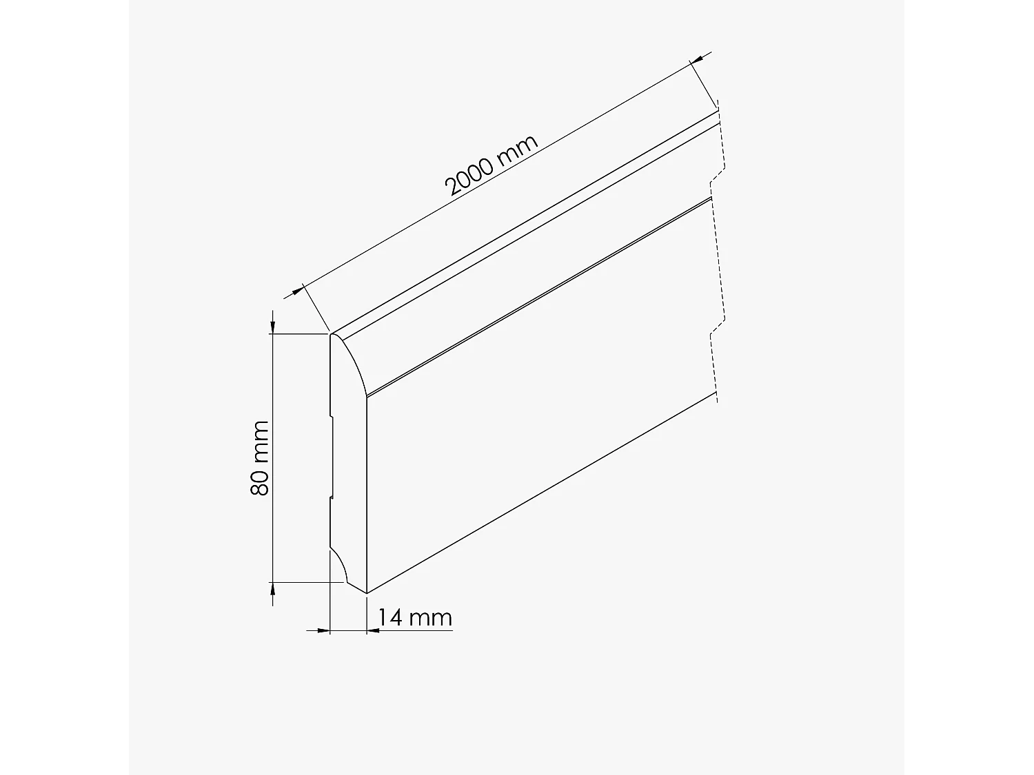 Plinthe MDF 2 m - Chêne Naturel - Lot de 5 - 80 x 14 mm