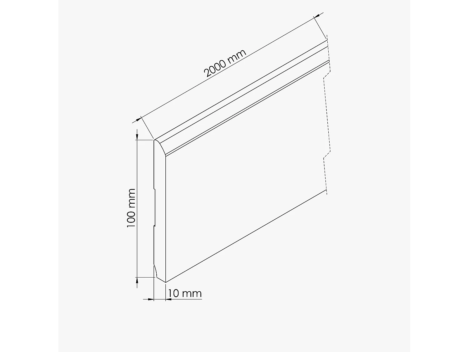 Plinthe MDF 2 m - Blanc - Lot de 5 - 100 x 10 mm