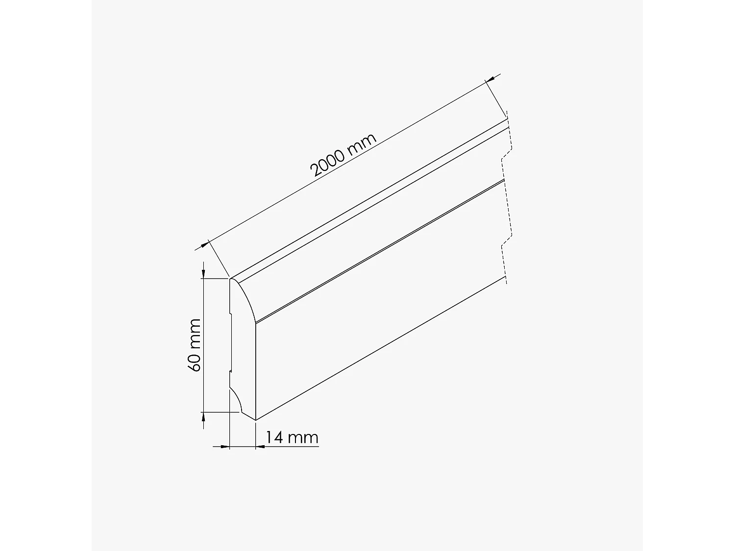 Plinthe MDF 2 m - Blanc - Lot de 5 - 60 x 14 mm