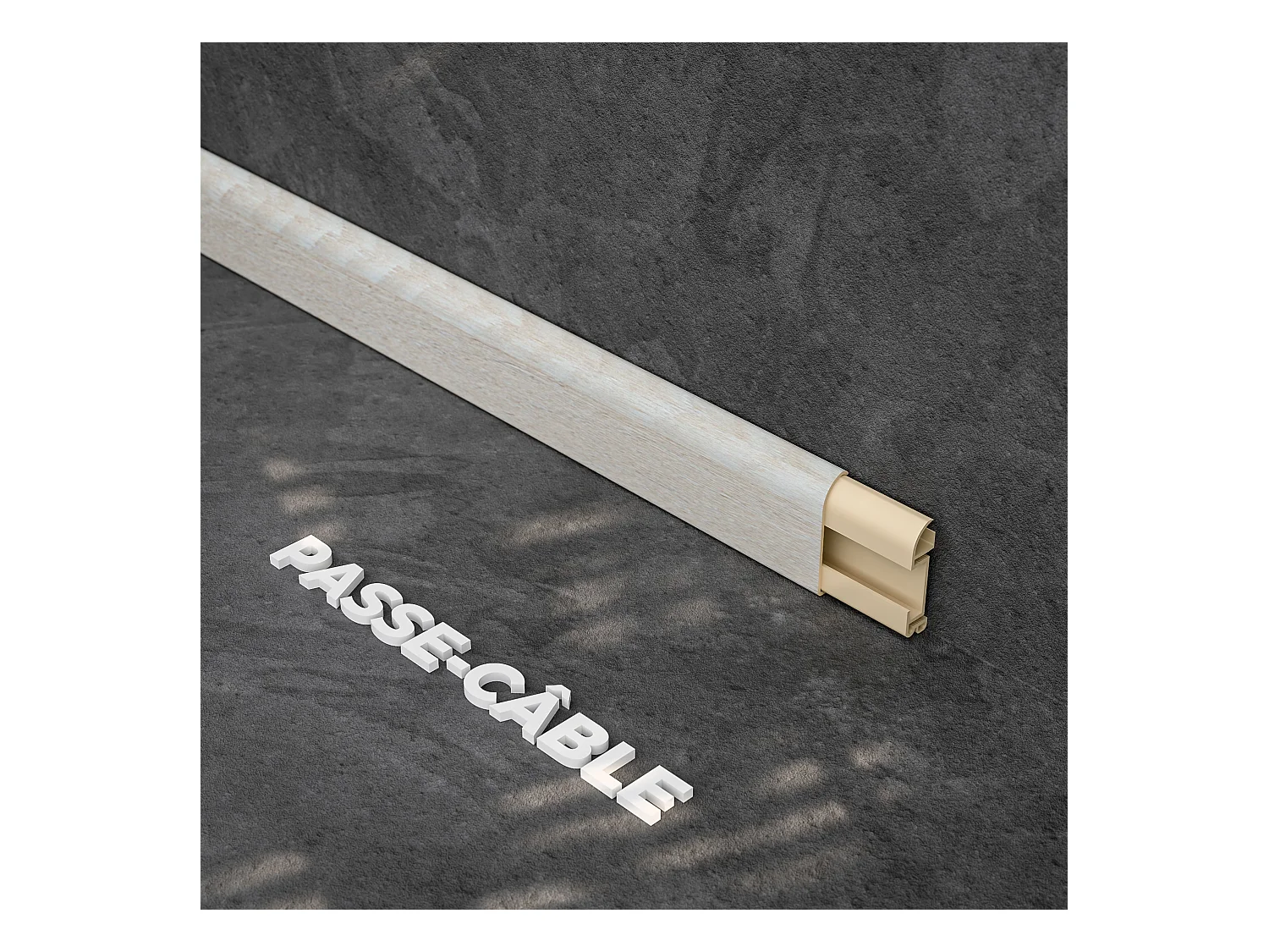 Plinthe Passe-Câble PVC 50 mm - Planche Blanchie - 2.60 m, Lot de 5