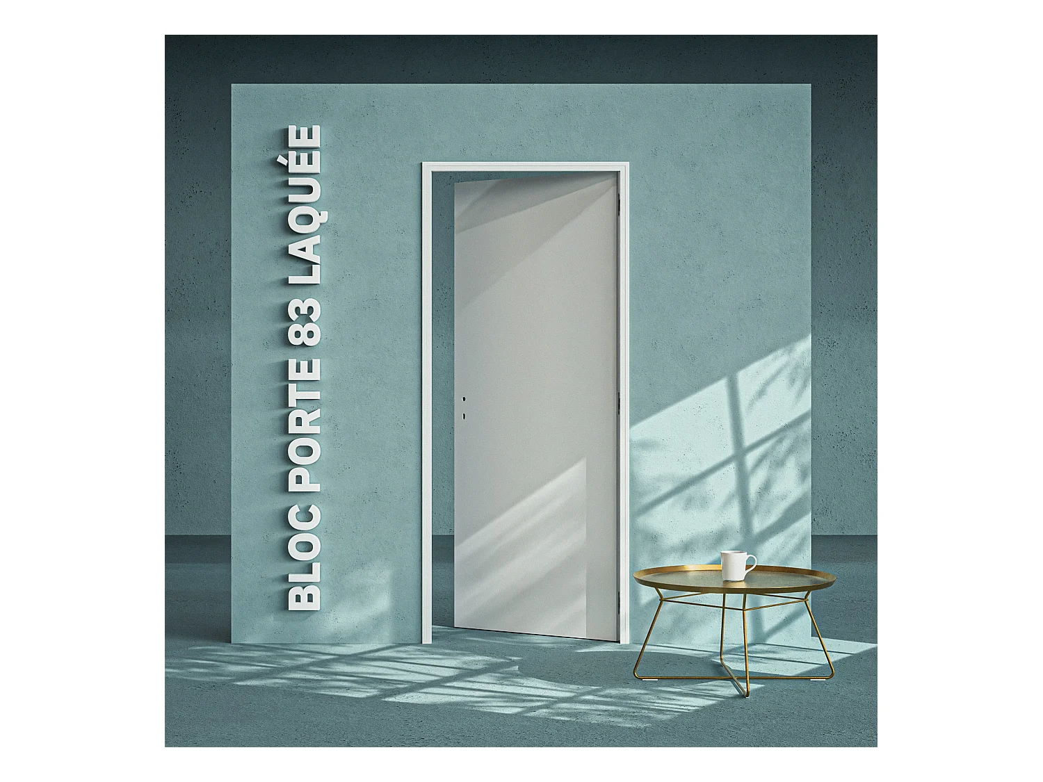 Bloc-Porte Blanc Laqué Plane H. 204 x l. 83 cm - Poussant Droit