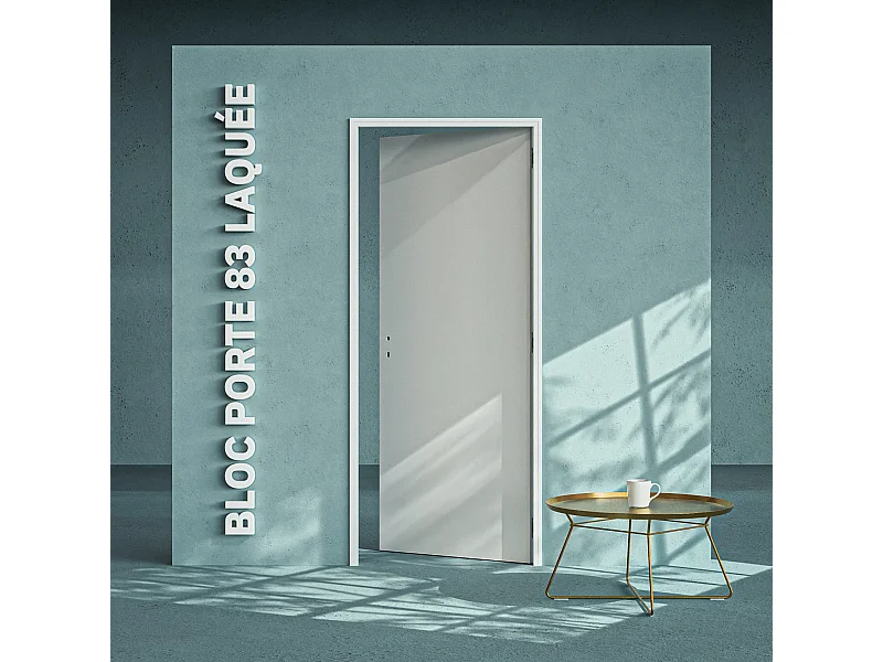 Bloc-Porte Blanc Laqué Plane H. 204 x l. 83 cm - Poussant Droit