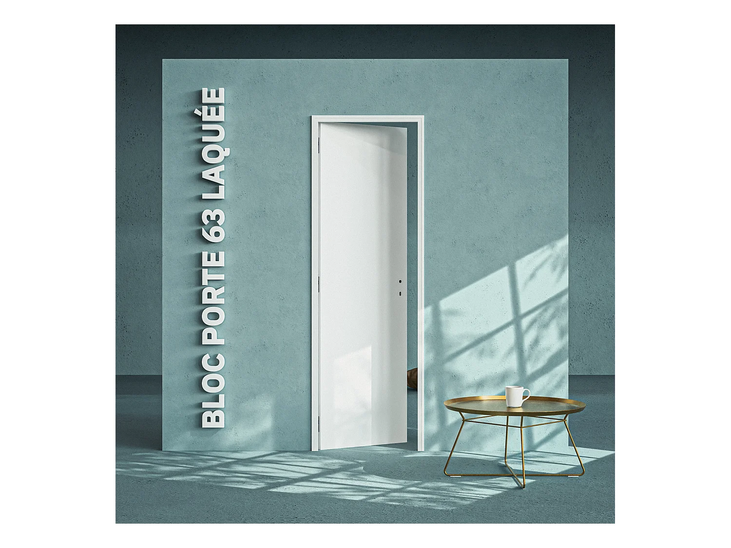 Bloc-Porte Blanc Laqué Plane H. 204 x l. 63 cm - Poussant Gauche