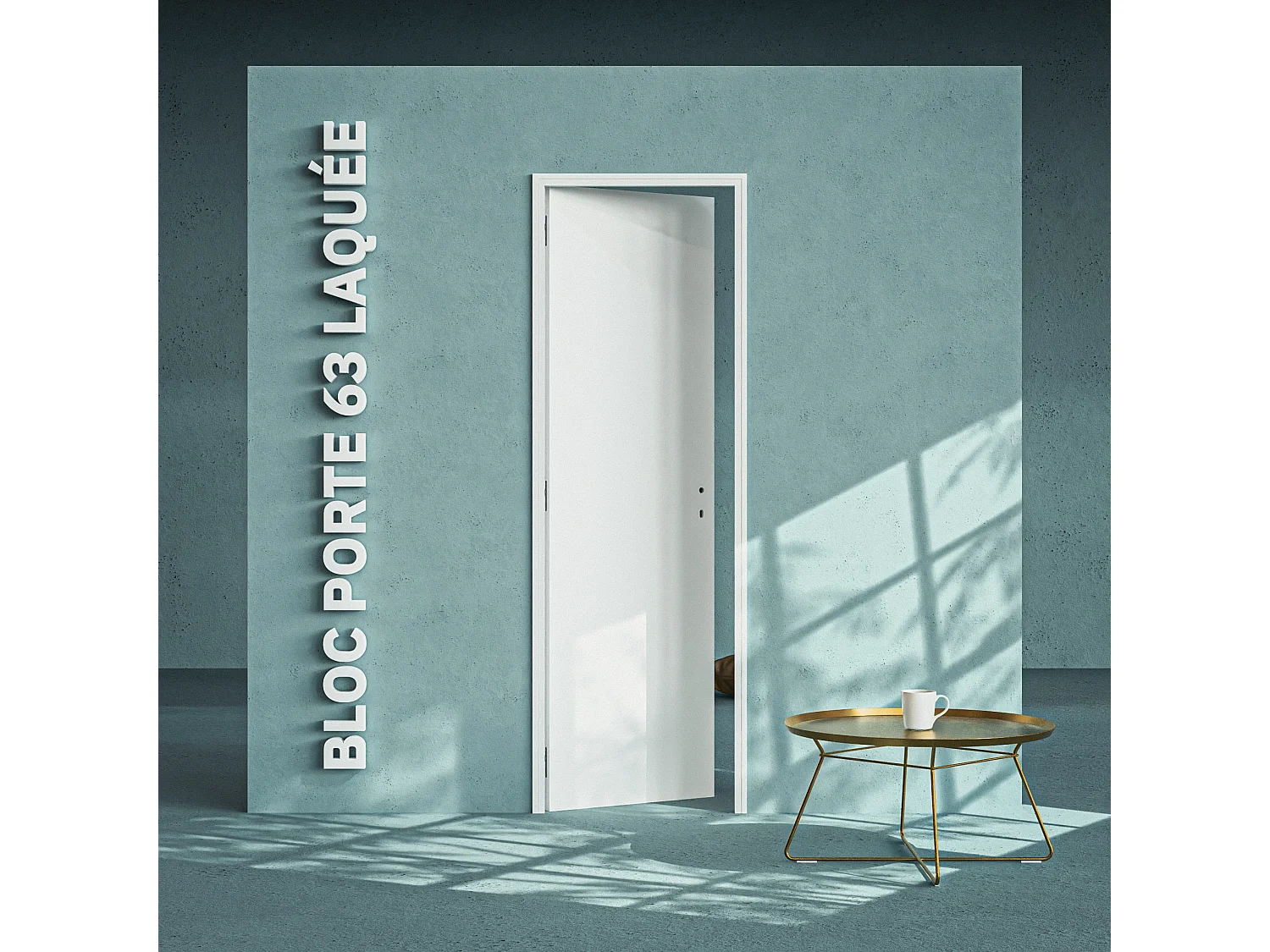 Bloc-Porte Blanc Laqué Plane H. 204 x l. 63 cm - Poussant Gauche