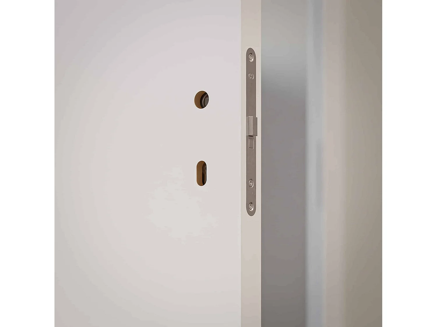 Bloc-Porte Blanc Laqué Plane H. 204 x l. 63 cm - Poussant Gauche