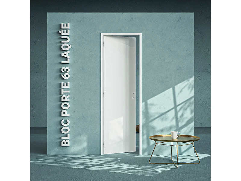 Bloc-Porte Blanc Laqué Plane H. 204 x l. 63 cm - Poussant Gauche