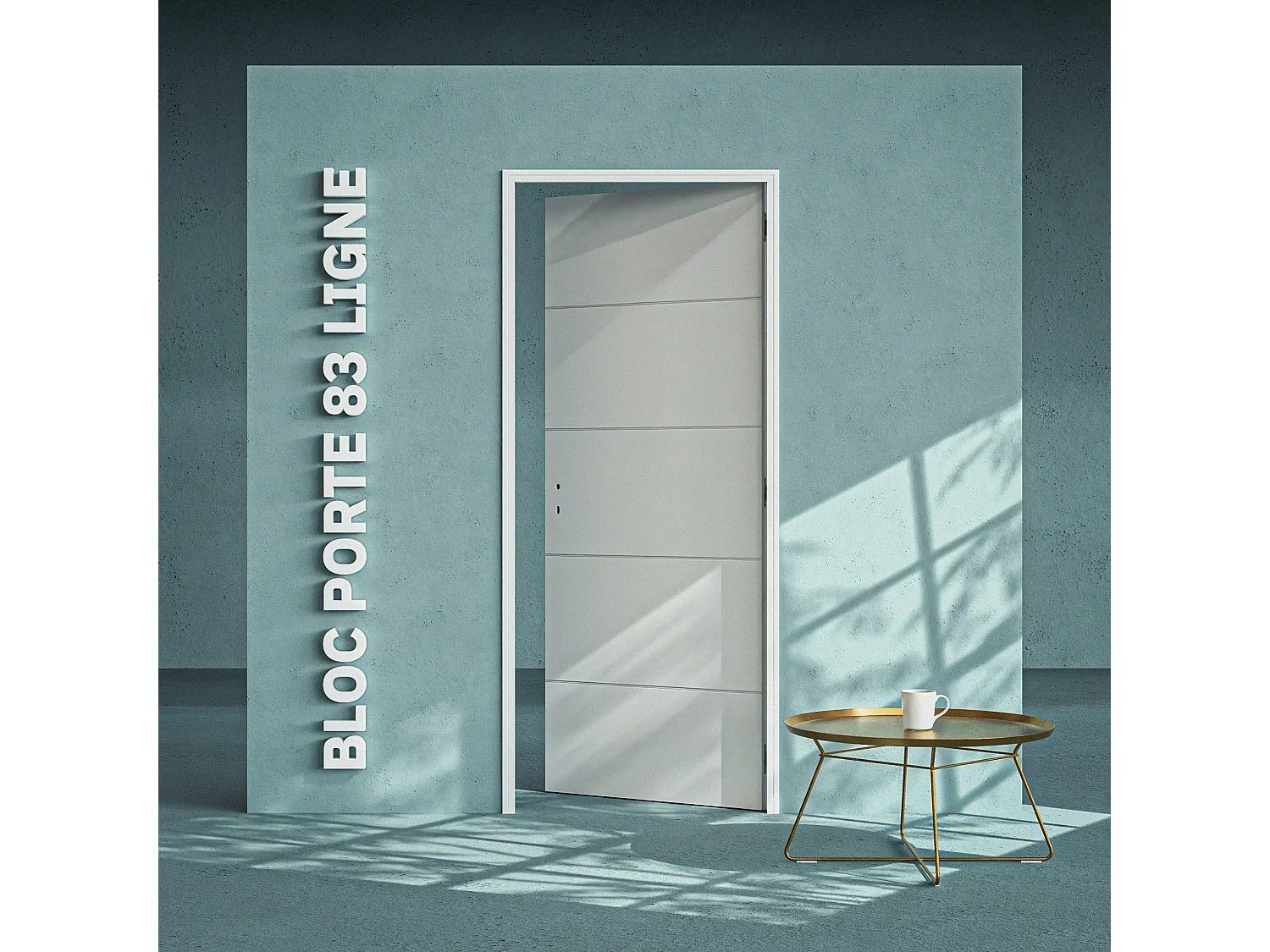 Bloc-Porte Blanc Laqué Ligne H. 204 x l. 83 cm - Poussant Droit