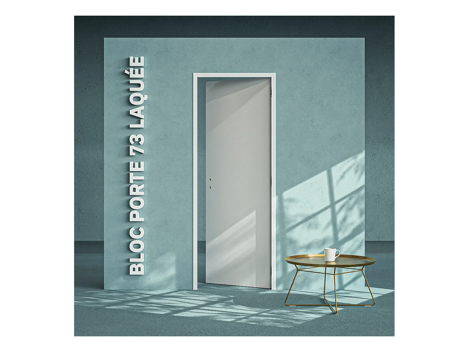 Bloc-Porte Blanc Laqué Plane H. 204 x l. 73 cm - Poussant Droit