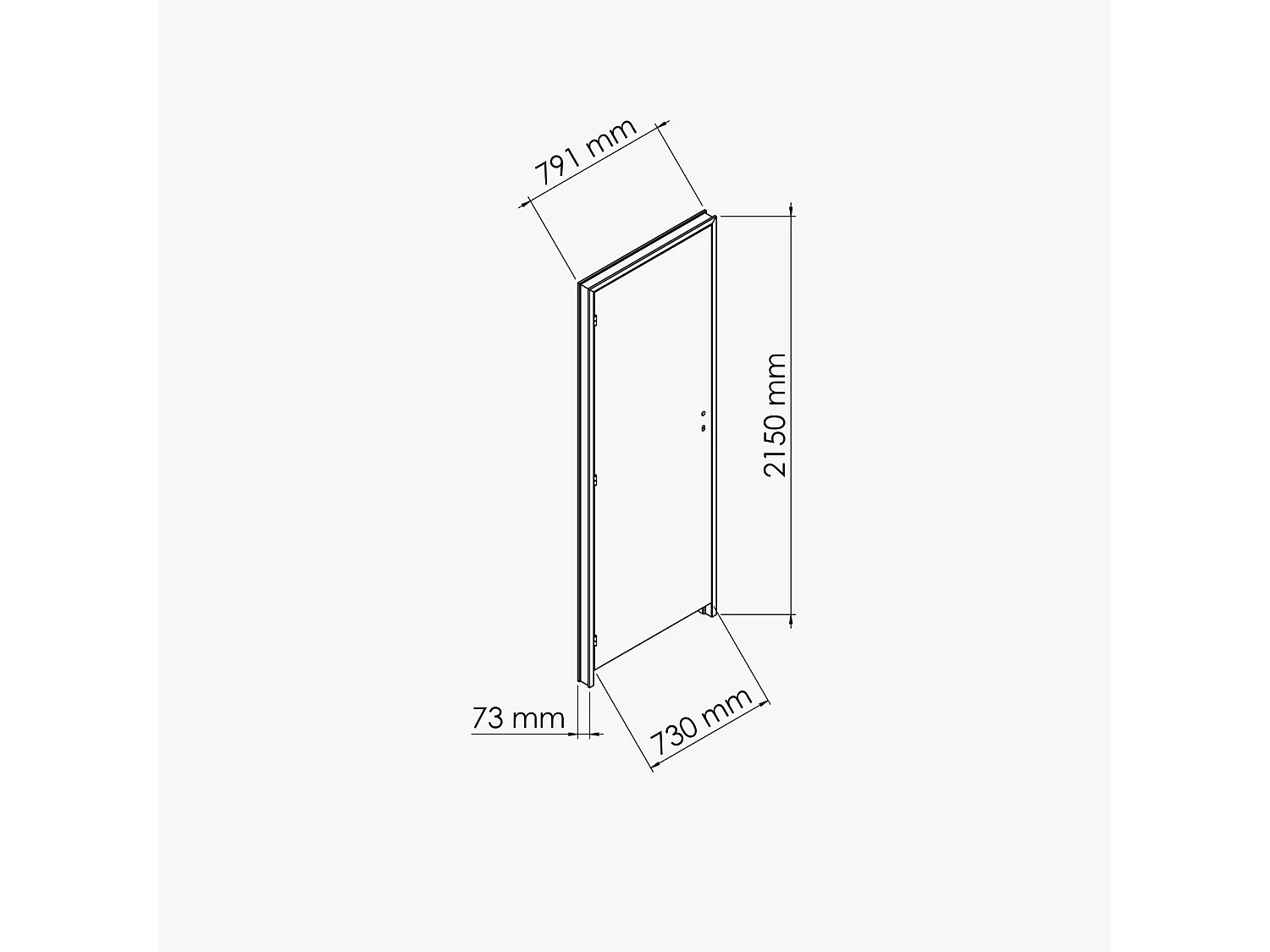 Bloc-Porte Blanc Laqué Plane H. 204 x l. 73 cm - Poussant Droit