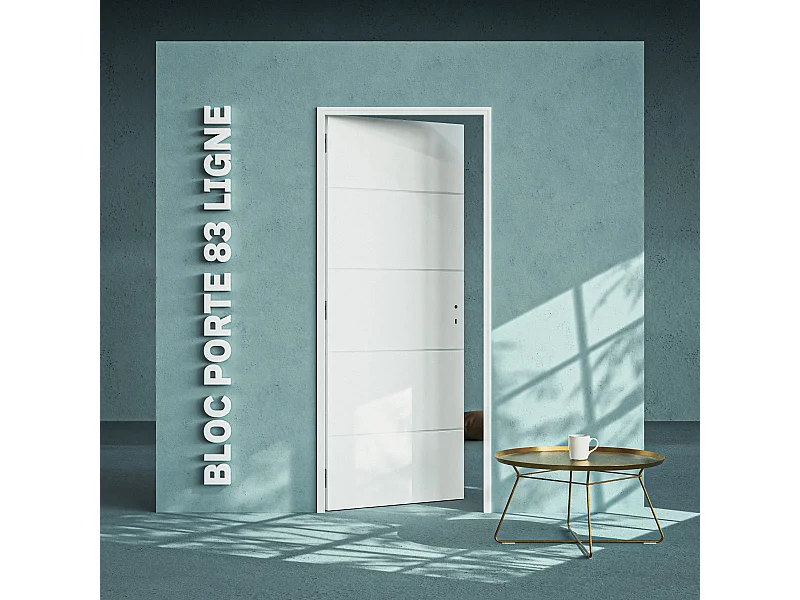Bloc-Porte Blanc Laqué Ligne H. 204 x l. 83 cm - Poussant Gauche