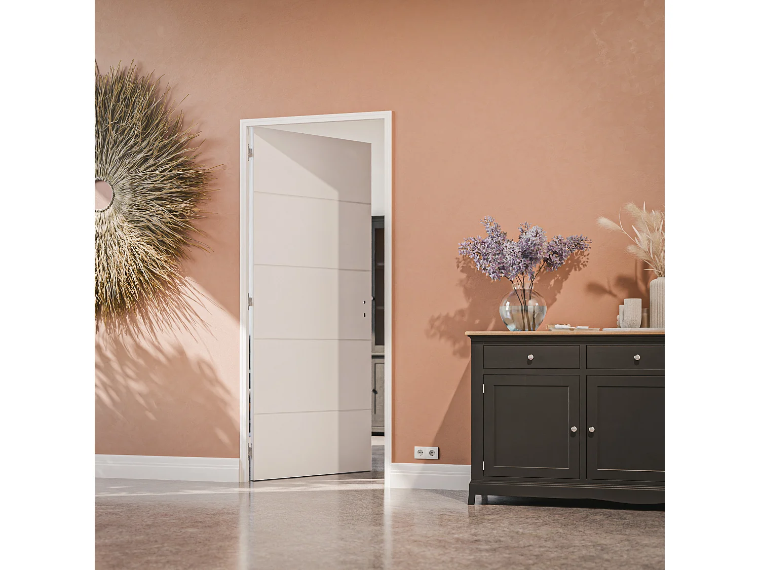 Bloc-Porte Blanc Laqué Ligne H. 204 x l. 83 cm - Poussant Gauche