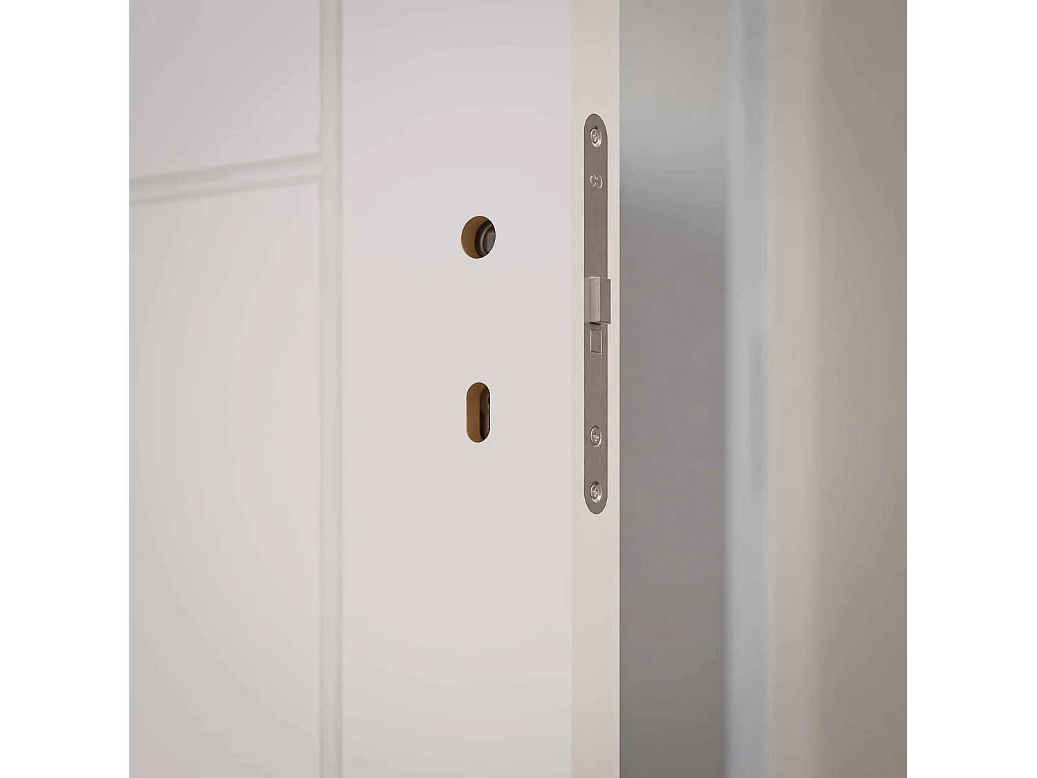 Bloc-Porte Blanc Laqué Damier H. 204 x l. 73 cm - Poussant Gauche