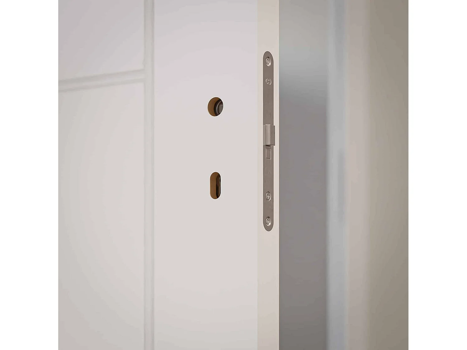 Bloc-Porte Blanc Laqué Damier H. 204 x l. 73 cm - Poussant Gauche