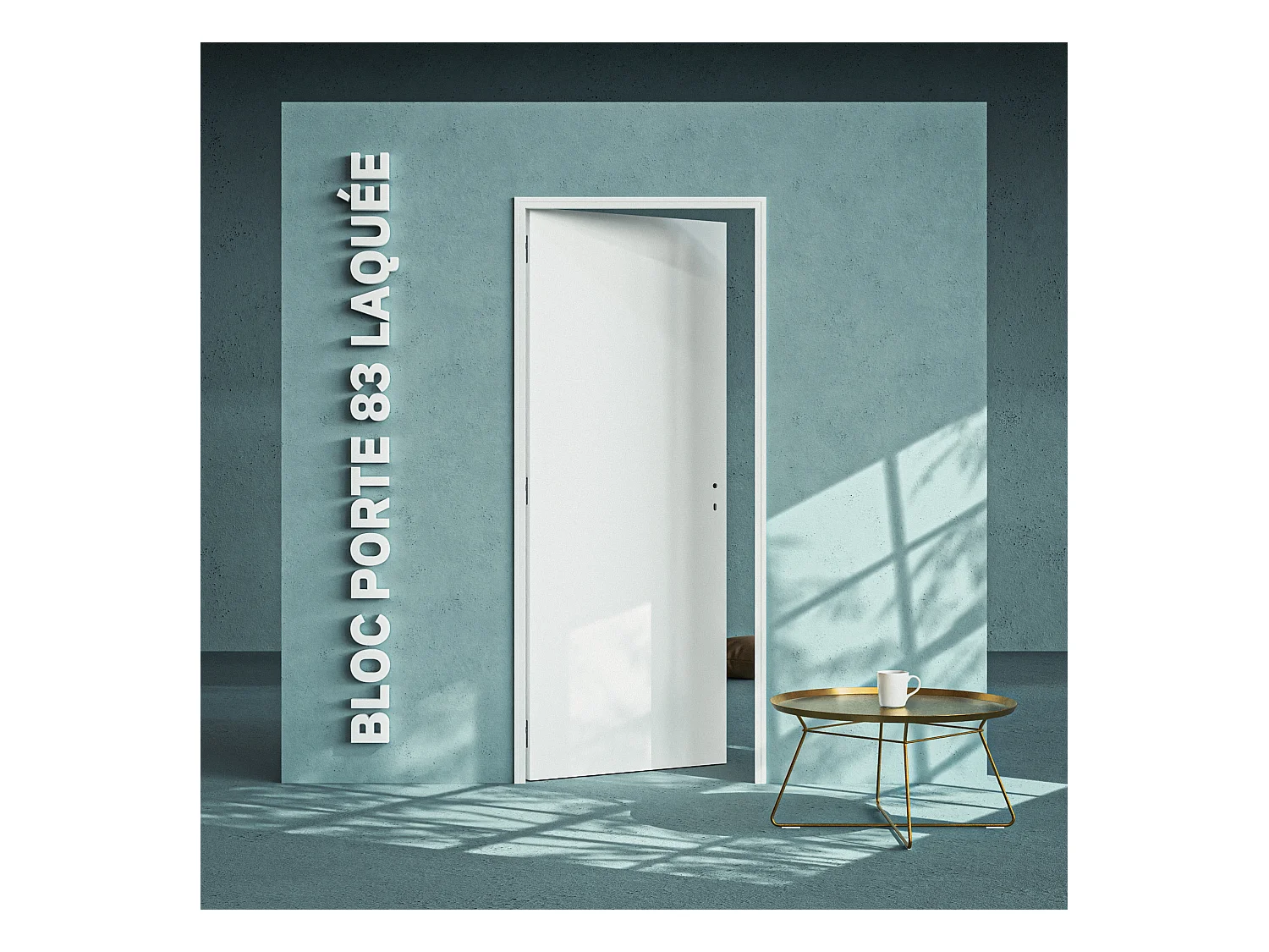 Bloc-Porte Blanc Laqué Plane H. 204 x l. 83 cm - Poussant Gauche