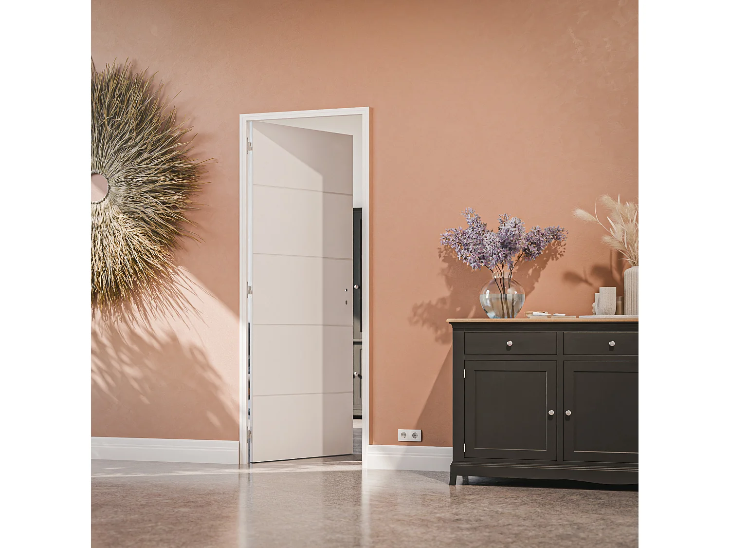 Bloc-Porte Blanc Laqué Ligne H. 204 x l. 73 cm - Poussant Gauche