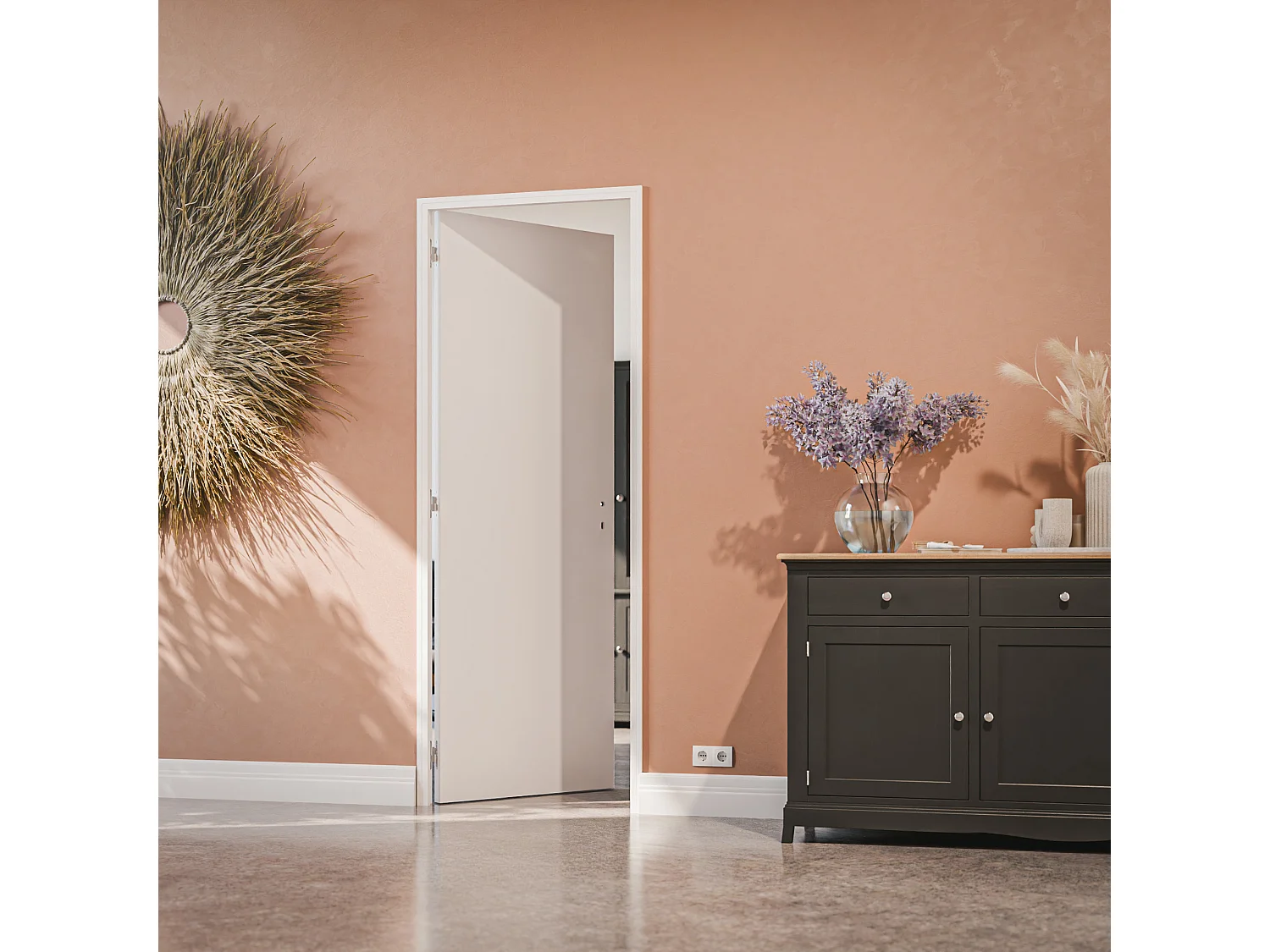 Bloc-Porte Blanc Laqué Plane H. 204 x l. 73 cm - Poussant Gauche