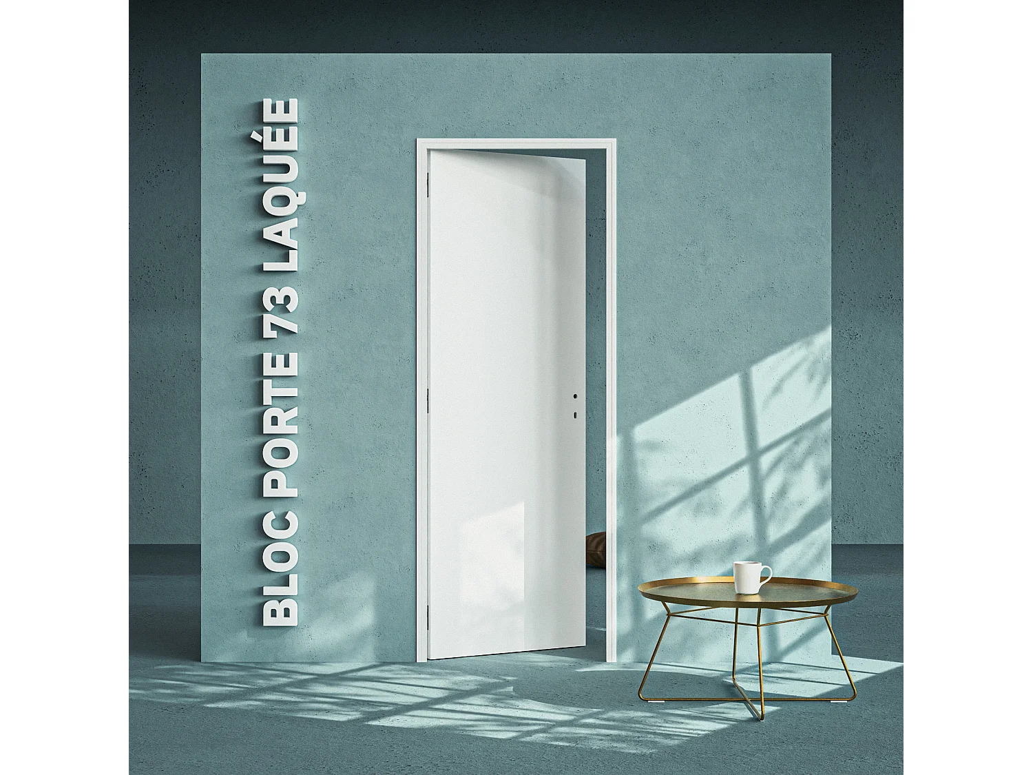 Bloc-Porte Blanc Laqué Plane H. 204 x l. 73 cm - Poussant Gauche