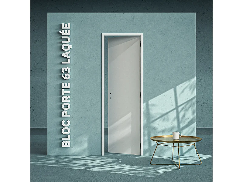 Bloc-Porte Blanc Laqué Plane H. 204 x l. 63 cm - Poussant Droit