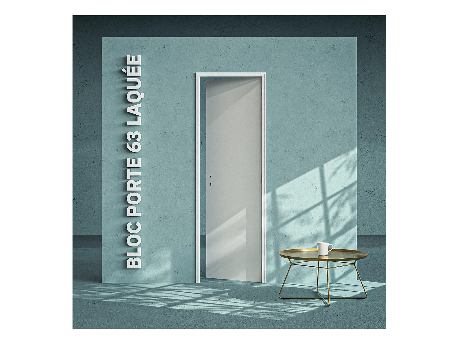 Bloc-Porte Blanc Laqué Plane H. 204 x l. 63 cm - Poussant Droit