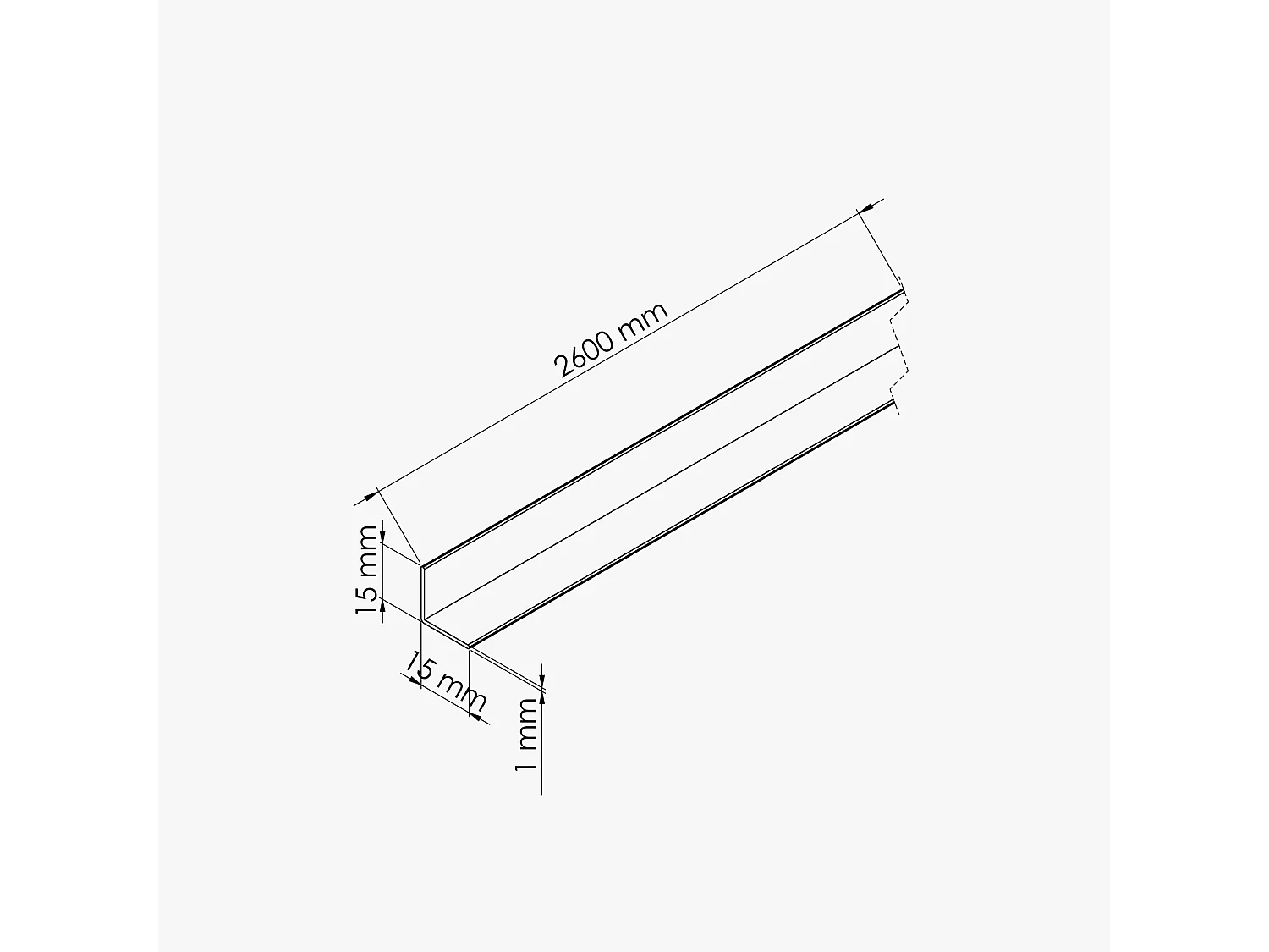 Cornière PVC - Longueur 2.60 m - Blanc - Lot de 5 - 1.5 x 1.5 cm