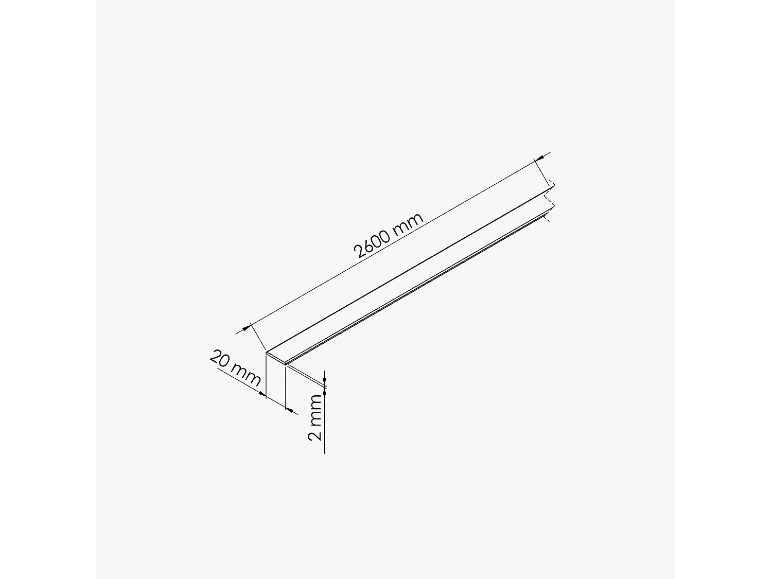 Profil Plat PVC 20 mm - Longueur 2.60 m - Lot de 5