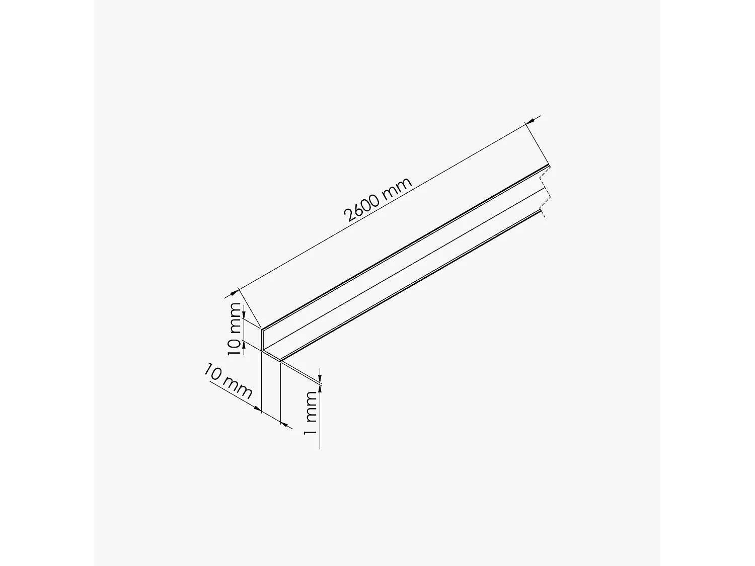 Cornière PVC - Longueur 2.60 m - Blanc - Lot de 5 - 1 x 1 cm