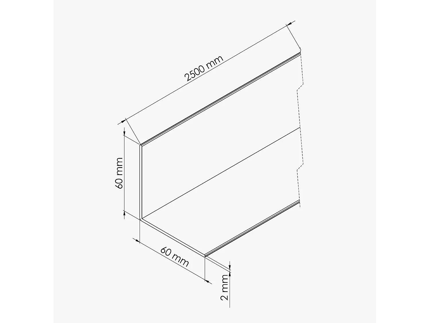 Cornière PVC 60 x 60 mm - Longueur 2.50 m - Blanc - Lot de 5