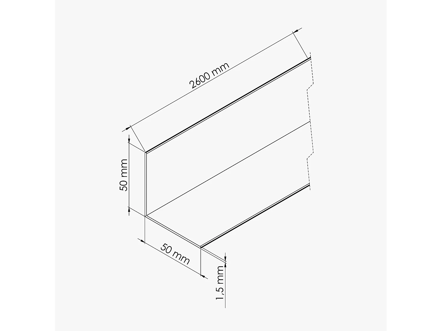 Cornière PVC - Longueur 2.60 m - Blanc - 5 x 5 cm