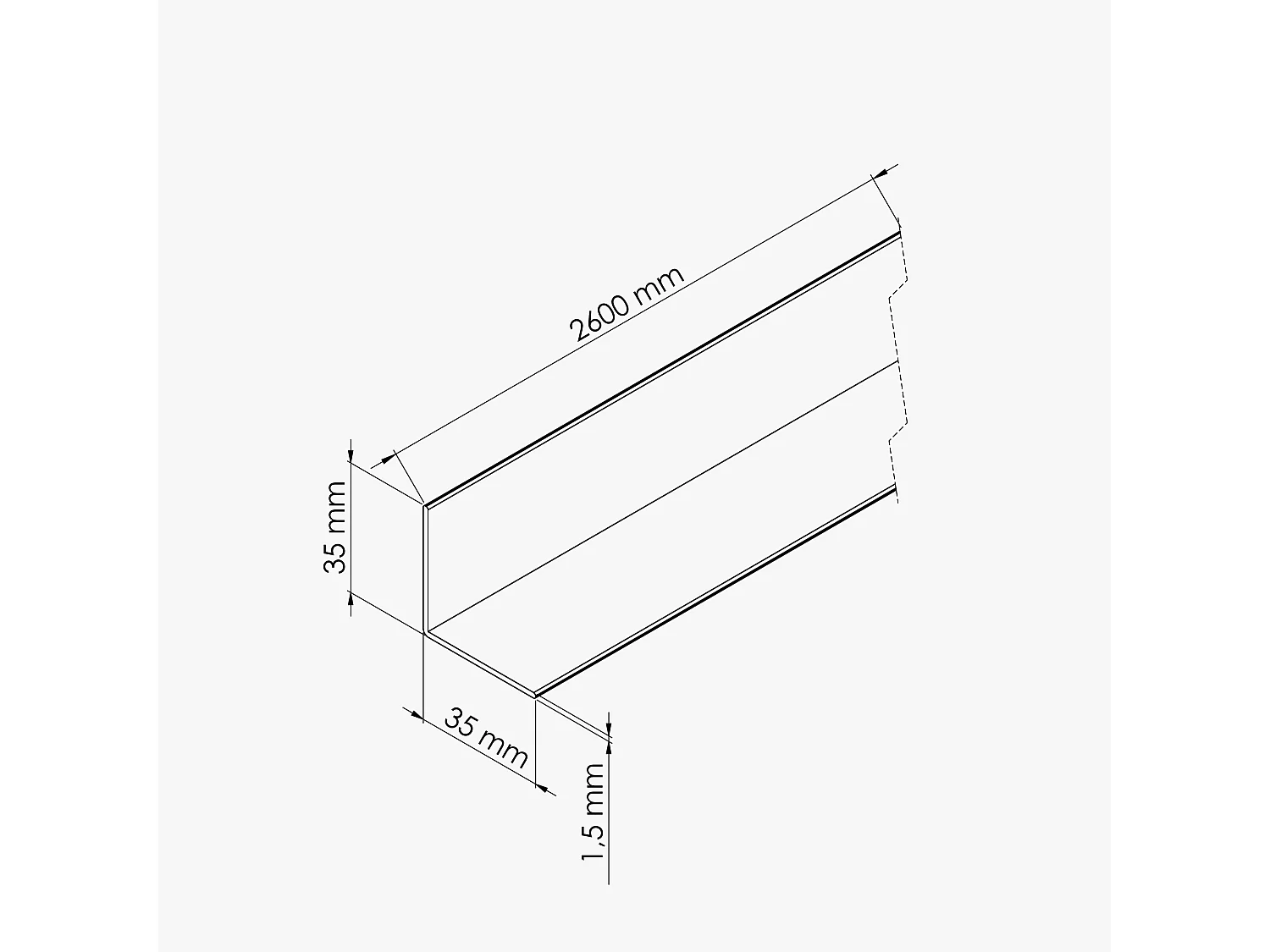 Cornière PVC - Longueur 2.60 m - Blanc - Lot de 5 - 3.5 x 3.5 cm