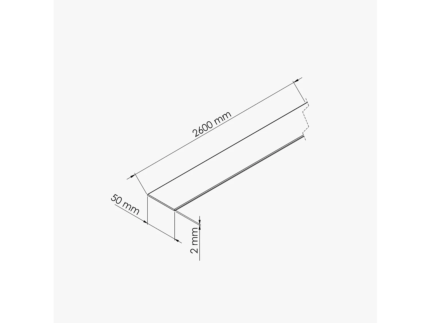 Profil Plat PVC 50 mm - Longueur 2.60 m - Lot de 5