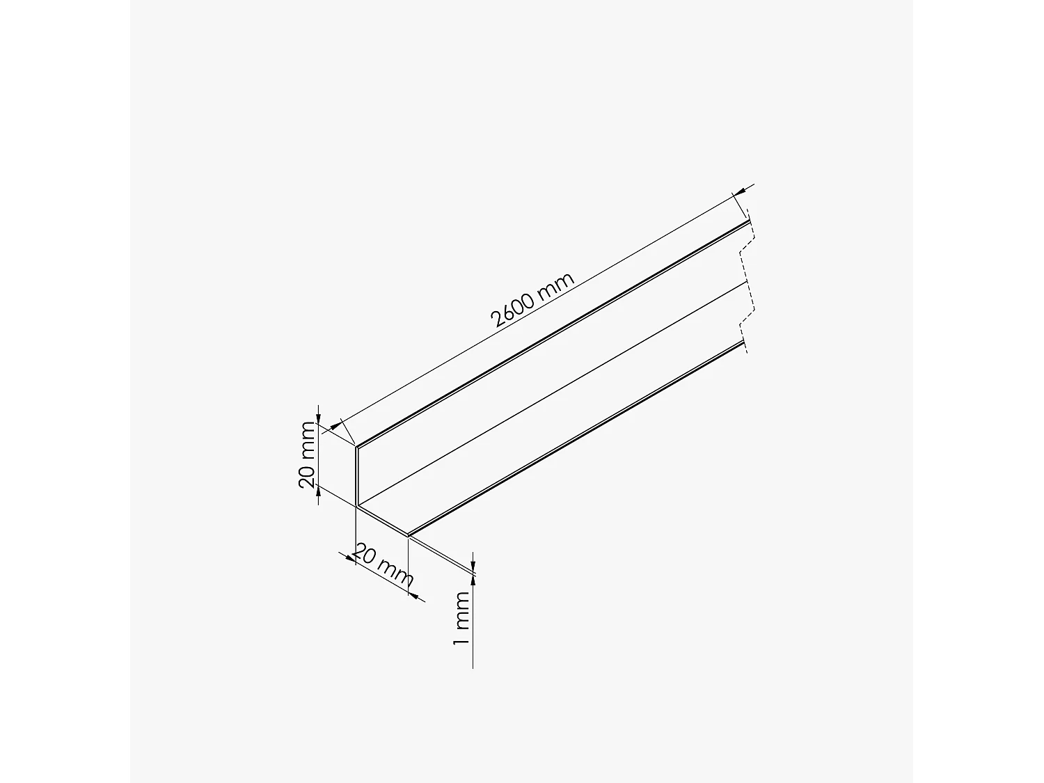 Cornière PVC - Longueur 2.60 m - Blanc - 2 x 2 cm