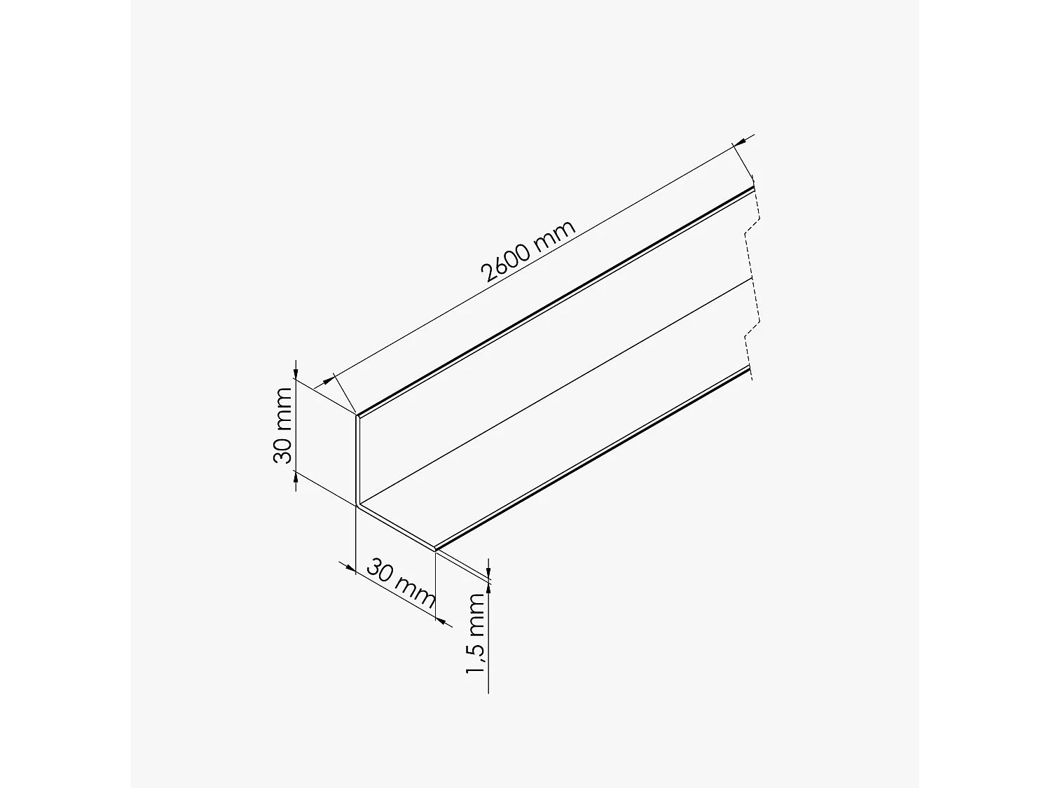 Cornière PVC - Longueur 2.60 m - Blanc - 3 x 3 cm