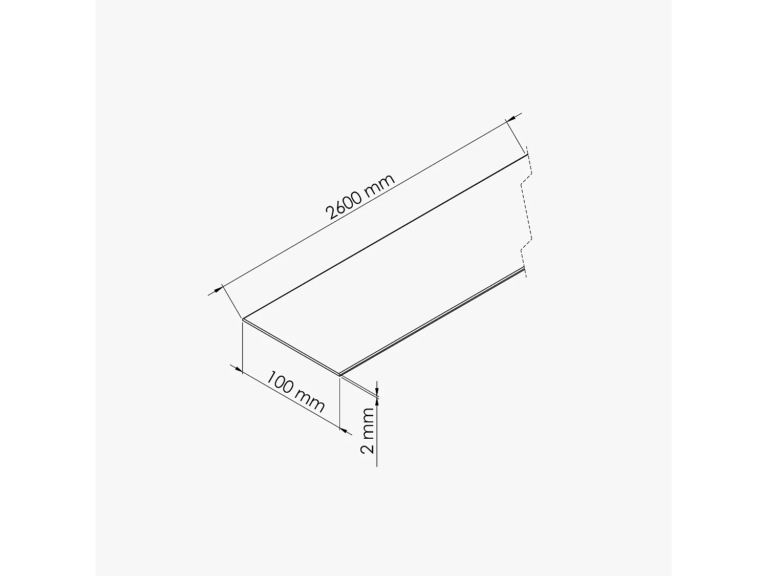 Profil Plat PVC 100 mm - Longueur 2.60 m - Lot de 5