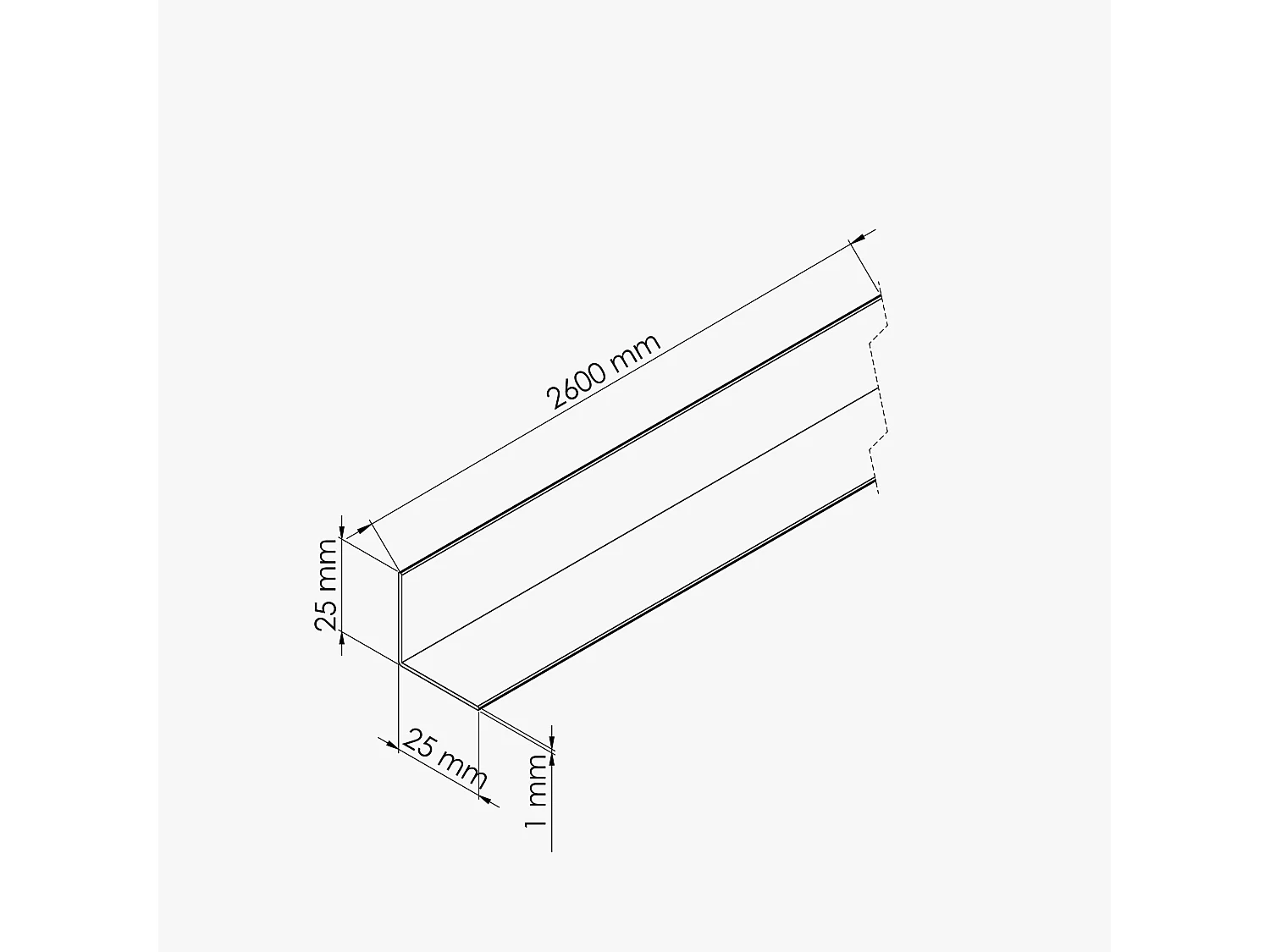 Cornière PVC - Longueur 2.60 m - Blanc - 2.5 x 2.5 cm