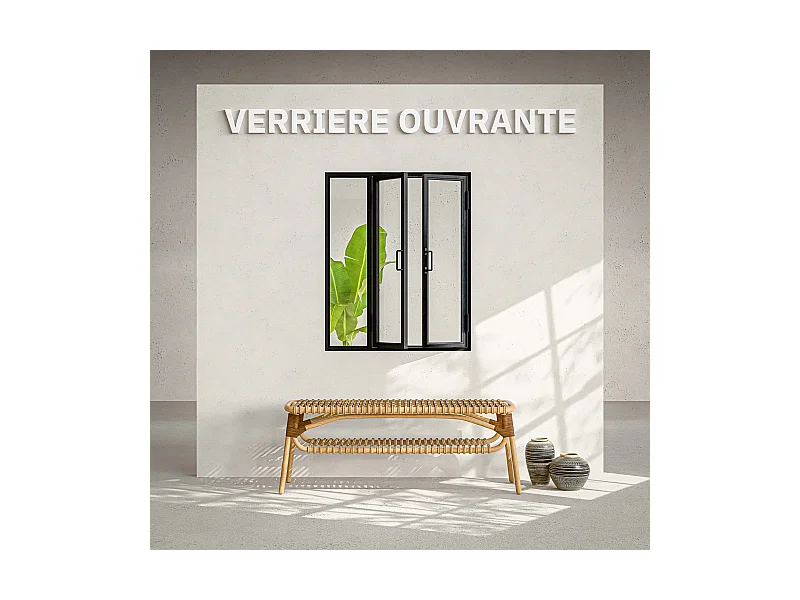 Verrière Ouvrante en Acier 3 Carreaux - Noir