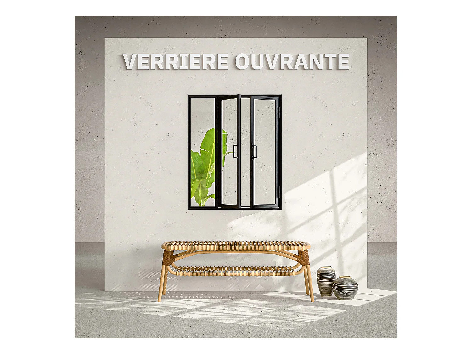 Verrière Ouvrante en Acier 3 Carreaux - Noir