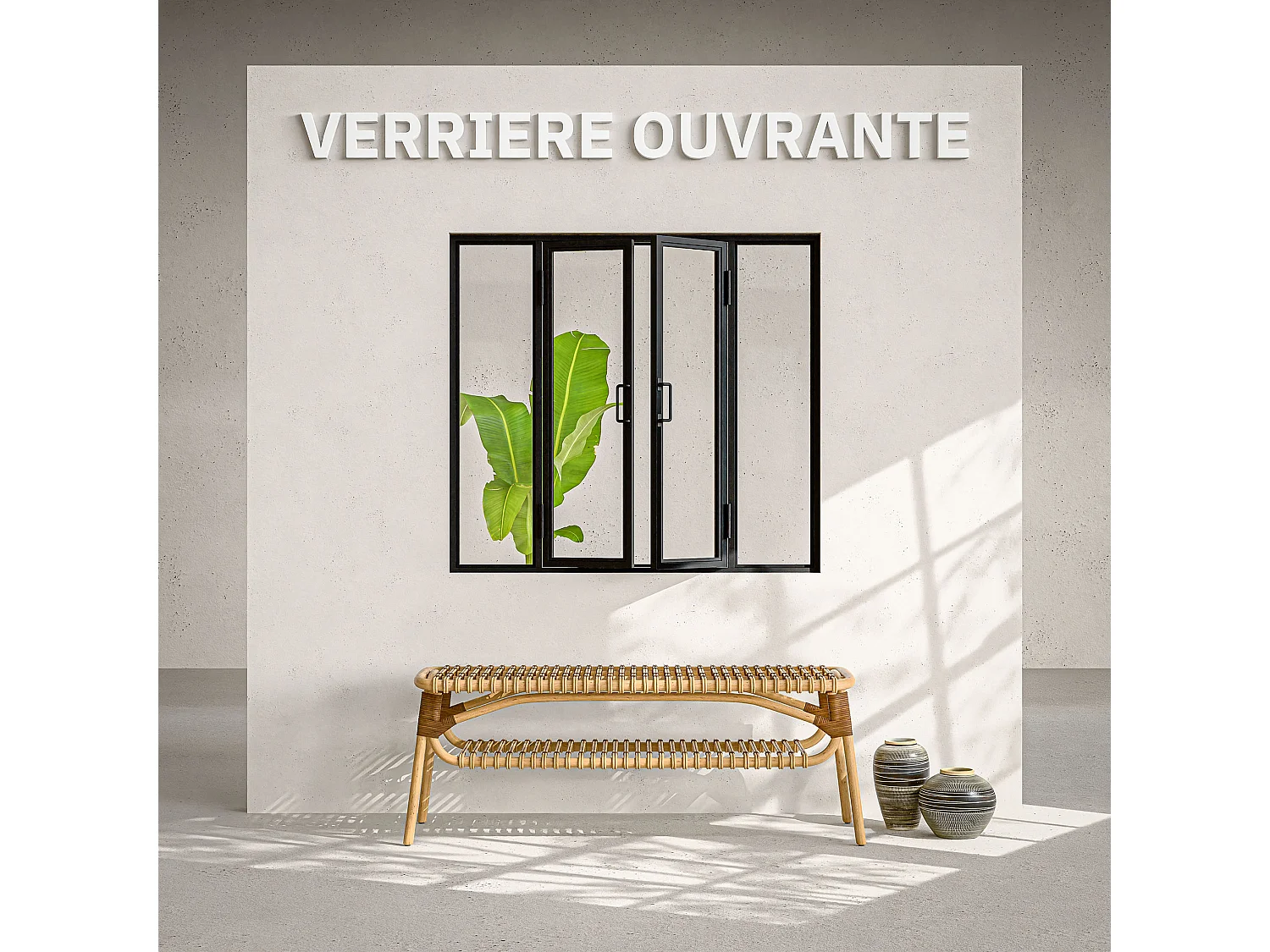 Verrière Ouvrante en Acier 4 Carreaux - Noir
