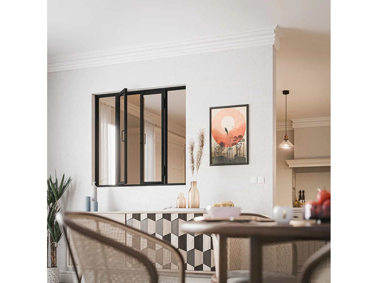 Verrière Ouvrante en Acier 4 Carreaux - Noir