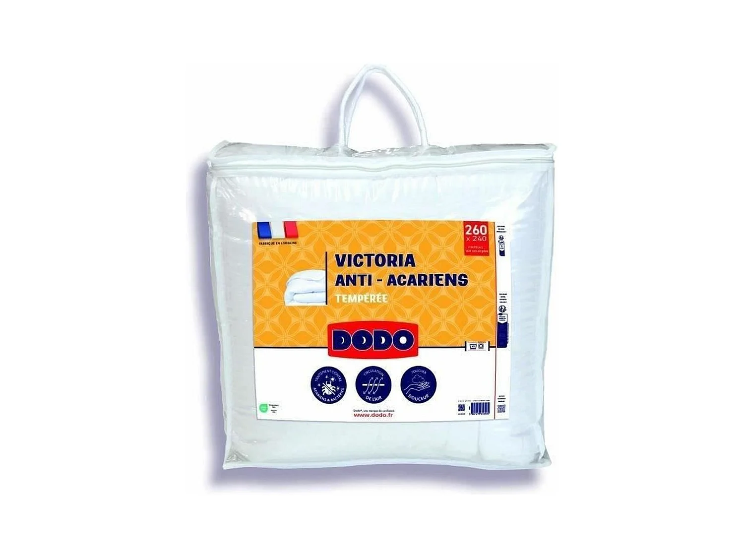 Edredão temperado antiácaros VICTORIA 240 x 260 cm branco