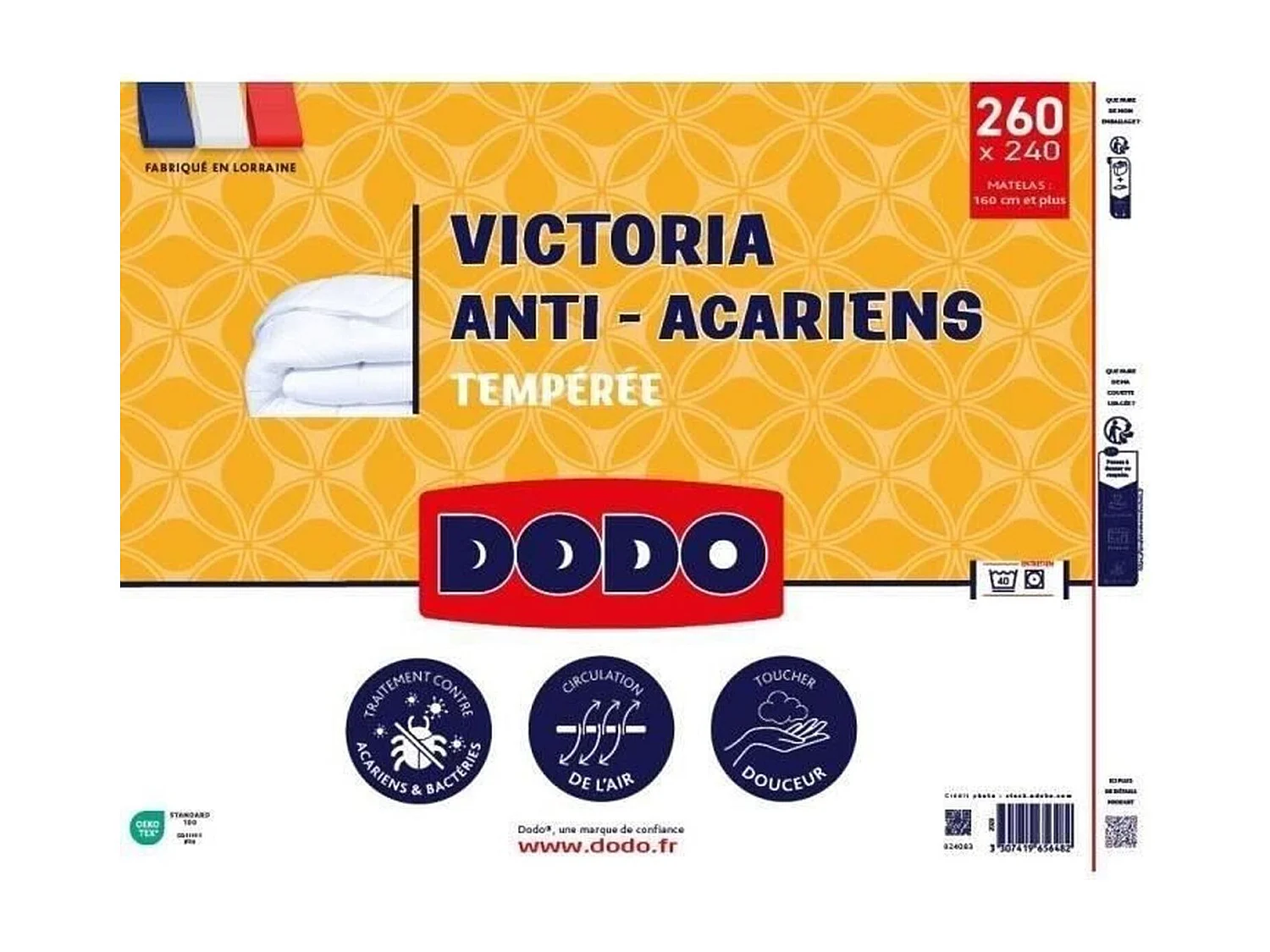 Edredão temperado antiácaros VICTORIA 240 x 260 cm branco