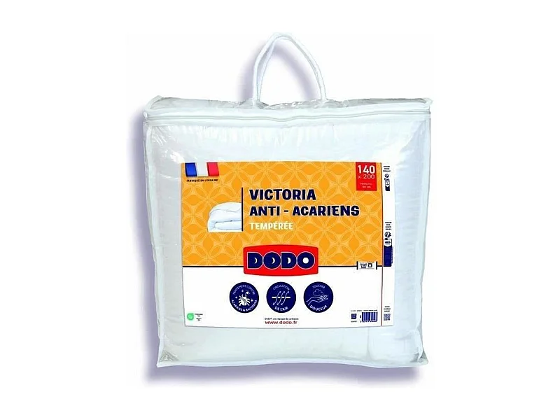 Couette tempérée anti-acariens VICTORIA 140 x 200 cm blanc