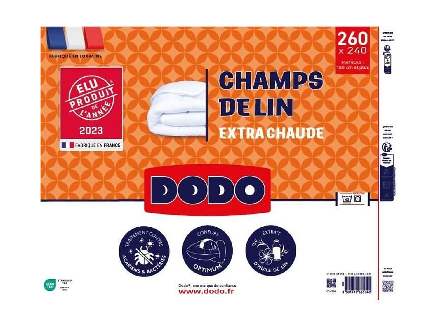 Ciepły kołdra 240x260 cm DODO Champs de Lin 2-osobowy Przeciwko roztoczom i bakteriom