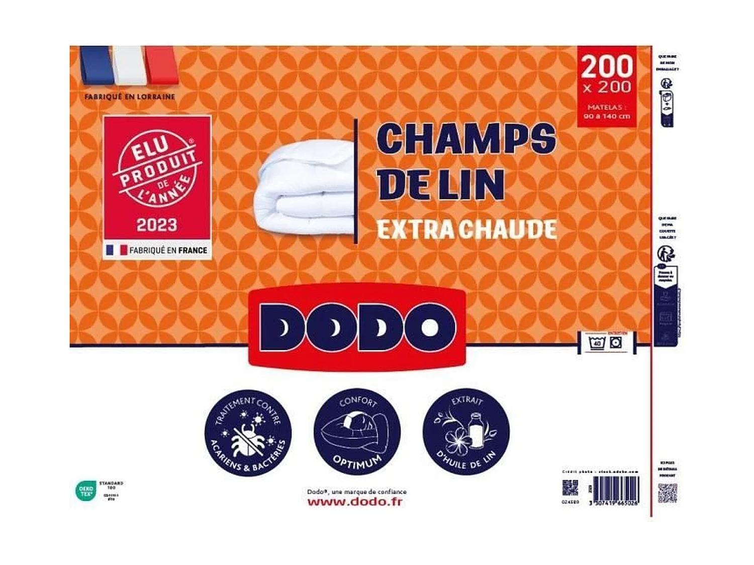 Warme Bettdecke 200x200 cm DODO Leinenfelder 450g/m² Anti-Milben Antibakteriell